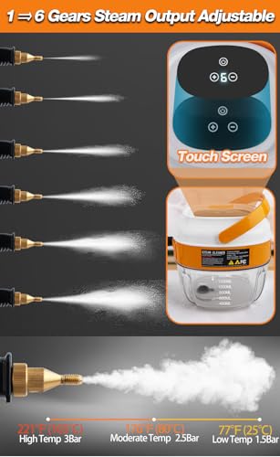 Steam Cleaner, 2500W High Pressure Handheld Steamer, 6-gears adjustable, Portable Steam Cleaning Machine with 6 Brushes, - Additional View
