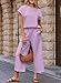 SHEWIN Spring Outfits for Women 2026 Trendy Waffle Pattern Womens Lounge Set Sweatsuits 2 Piece Sets Short Sleeve Tops Flowy Wide Leg Pants Sweat Set Orchid Petal Medium