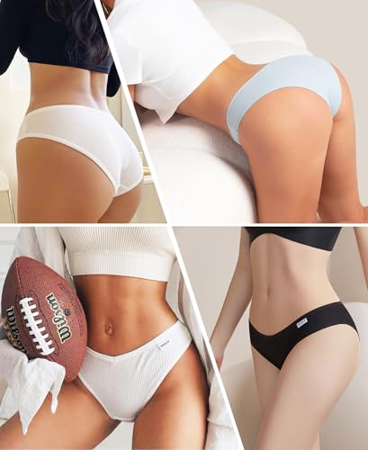 Cotton Underwear for Women Cute Low Rise Ribbed Bikini Breathable Sexy Hipster Womens Cheeky 6 Pack4