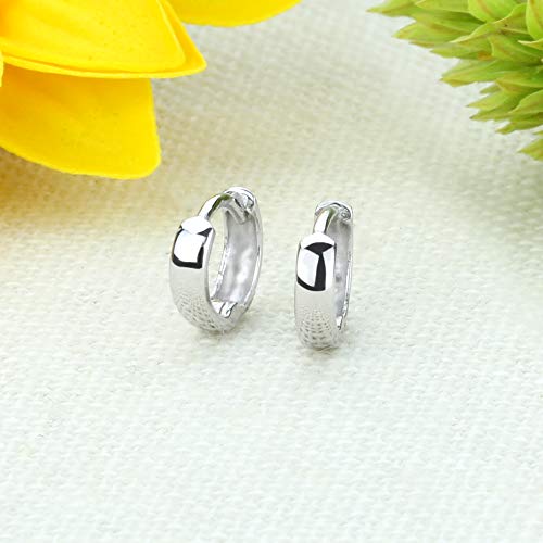 Solid 14K White Gold Earrings Plain 2.5Mm Wide 8Mm Length Domed Small Tiny Huggie Hoop Earrings #TOP1