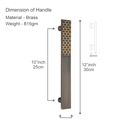 Image of COMPASS 12 inch Brass Main Door Handle | Door Handles for Main Door | Pull Handles for All The Doors of House | Office | Hotels | PH-BK (Pack of 1, Antique Finish)