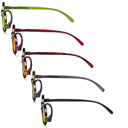 Image of Eyekepper 5 Pack Computer Reading Glasses Small Round Blue Light Filter Eyeglasses Amber Tinted +0.00