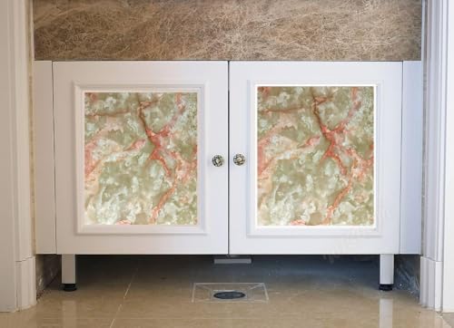 Image of WISDOM Marble Wall Sticker Wallpaper Decorative Home /Furnituer /Cabinets Marble Vinyl Wallpaper (24x180 Inch, Orange Crema)