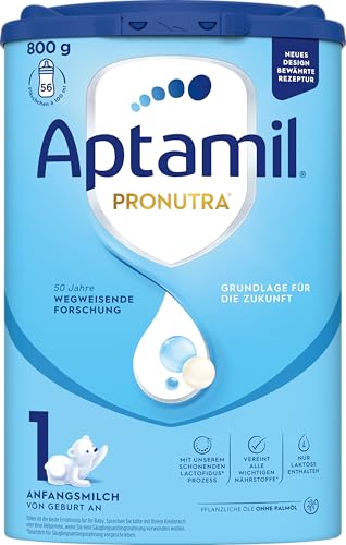 Aptamil Pronutra 1 – Anfangsmilch von Geburt an, Mit DHA, Nur Laktose, Ohne Palmöl, Babynahrung, Milchpulver, 1x 800 g