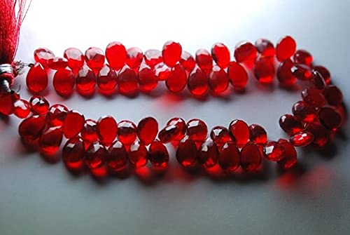 Quartz rouge perle poire briolette 7x10mm pour fil création bijoux DIY