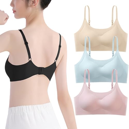 ABTRAV Girls Training Bras Teen Zero Feel Wireless Sports Underwear Bralettes with Adjustable Eye Hook for Kids 12-18 Years
