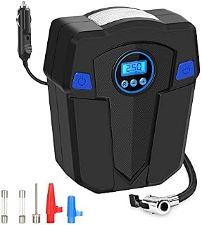 DeepDream Car Tyre Inflator, 12V Digital Tyre Pump Air Compressor, Automatic Electric Car Tyre Pump Air Pump with LED Light for car and Other Inflatables