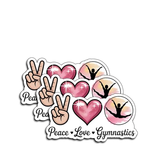 Peace Love Gymnastics Stickers, Waterproof Vinyl Decals