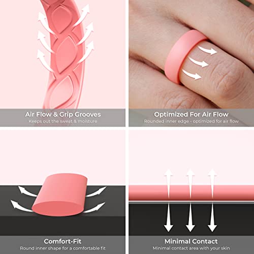 Saco Band Silicone Ring For Women - 6Mm Width 1.8Mm Thick (Dark Grey A, Black, Galaxy A, Marble, Pearl Silver A, Sky Blue I, Metallic Blue C, Rose Gold E - Size 9.5-10 (19.80Mm)) #TOP1