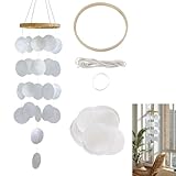 JURENEE Weißes Windspiel Materialset, Windspiel Muscheln, Windspiele für Draußen Hängend und Außen, Regenbogenmuschel Windspiele, Kreative Handgefertigte Materialien, DIY Montage Selbst (Weißes)