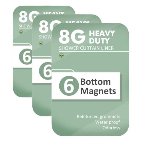 Image of Barossa Design Shower Curtain Liner with 6 Magnets - Heavy Duty PEVA Plastic Shower Curtain for Bathroom, Waterproof Vinyl & See Through Bath Liner, Metal Grommets - Clear, 72x72 (Pack of 3)
