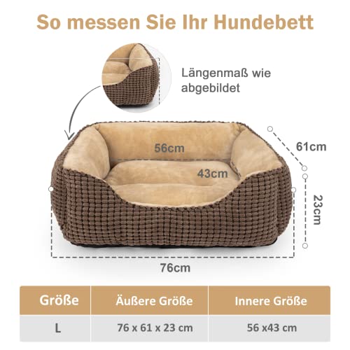 JOEJOY Hundebett Mittelgroße Hunde, Hundekorb Waschbar Flauschig, rutschfeste Plüsch Hundebetten, 76x61x23cm, Hundekörbchen für Mittelgroße und Große Katzen und Hunde