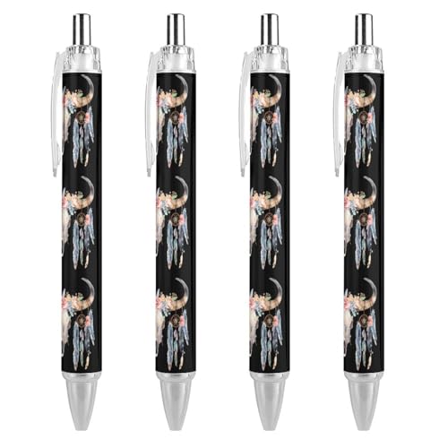 Bolígrafo retráctil de 0,5 mm con diseño de calavera de toro, pack de 4 unidades
