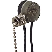 Cooper Wiring Devices BP458NP-SP-L 3-Amp, 125-Volt Single Pole Pull Chain with End Bell Canopy Switch, Nickel Finish