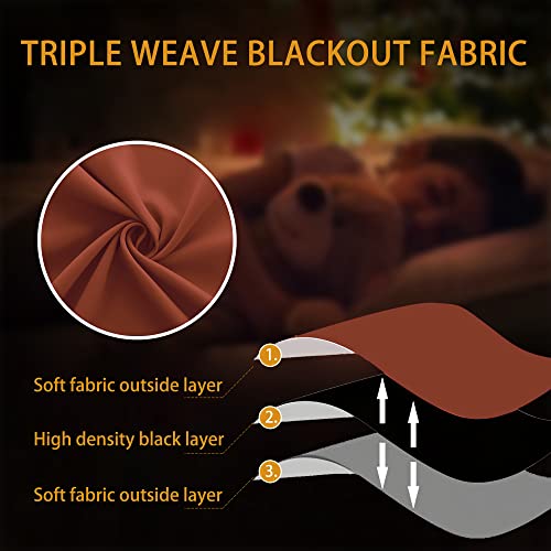 Image of Dusty Burnt Orange Curtains 63 Inch Length for Bedroom 2 Panels Set Blackout Grommet Mid Century Modern Thermal Insulated 70s Curtains for Living Room Window Office Workout Gym 42x63 Inches Long