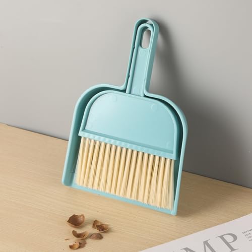 curfair Staub-Trümmer-Entferner, Heimreinigungszubehör, kompakte Reinigungsbürste für effiziente Schmutzentfernung, Kleiner Besen mit Kehrschaufel-Set Blau – Bild 3