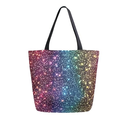 Extra Large Shoulder Tote Bag for Travel Beach Weekender Gym Rainbow Glitter Pattern Reusable Grocery Canvas Shopping Bag2