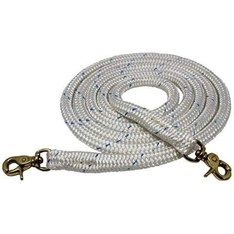 Horse 10' Western White Nylon Braided Barrel Reins w/ Brass Snaps 607RT02-10 Cover