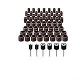 51-teiliges Schleiftrommel- und Band-Set für Rotationswerkzeuge, inklusive Gummidorn und Hülsen, Schleifpapier mit Körnung 120, 0,3 cm Schaft, geeignet für Dremel und ähnliche Werkzeuge