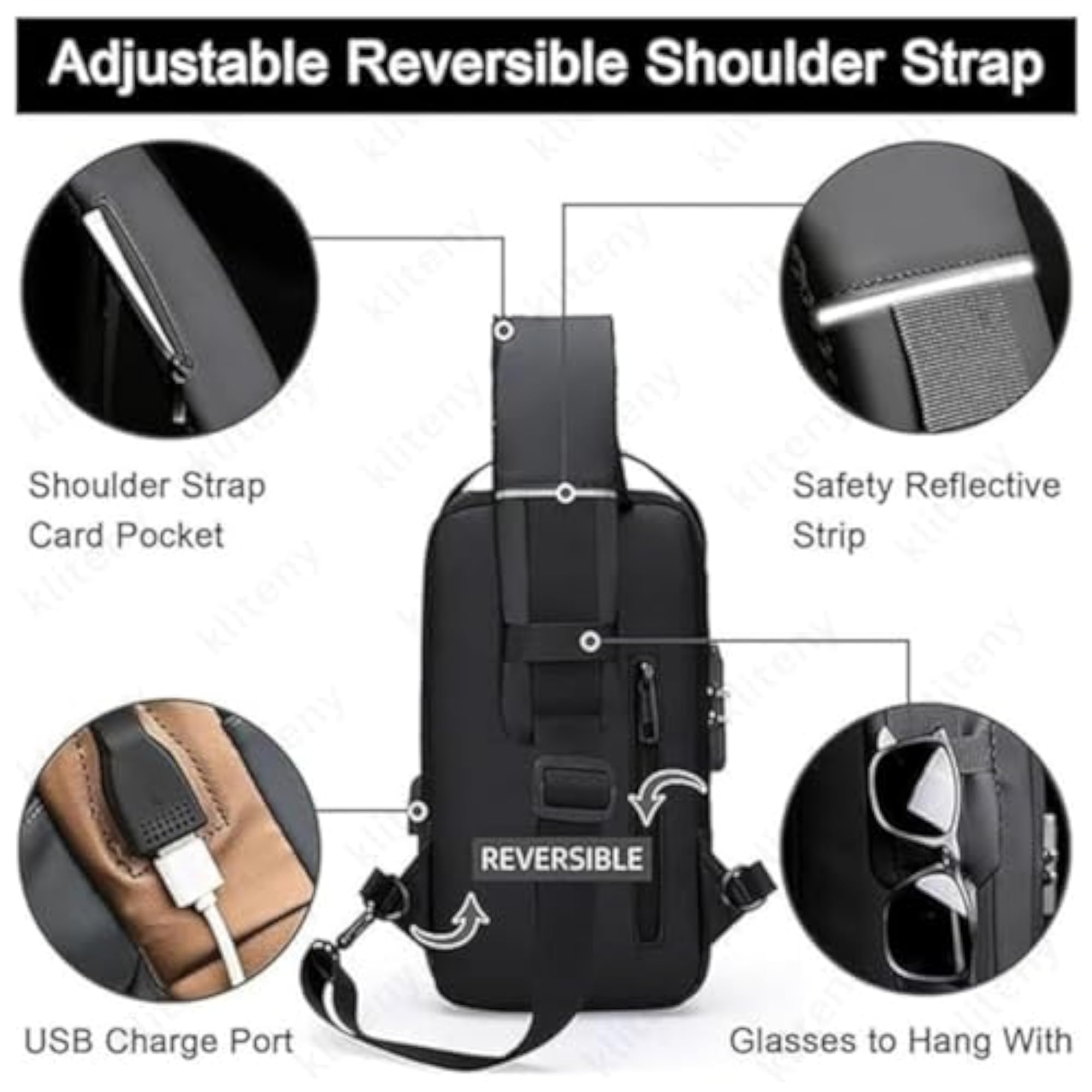 Anti-Theft Waterproof Sling Bag, Slim Unisex Crossbody Backpack