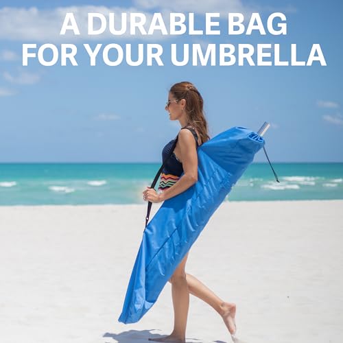 AMMSUN Commercial Grade Heavy Duty Beach Umbrella Carry Bag for storage of Beach & Patio Umbrellas,Universal Beach Umbrella Carry Bag,Foldable Umbrella Bag, Fits Most Outdoor Umbrellas, blue - Thumbnail 5
