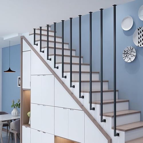 Garde-Corps Escalier Noir 145cm : Balustres Carrés pour Sécurité de Terrasse - 7