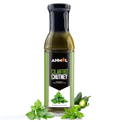 ANMOL Cilantro Chutney - Glass Bottle - Fresh, Zesty, and Aromatic Cilantro Sauce for Dips, Sandwiches, Wraps & Grills - Vegan & Gluten-Free (300g, 10.40oz)
