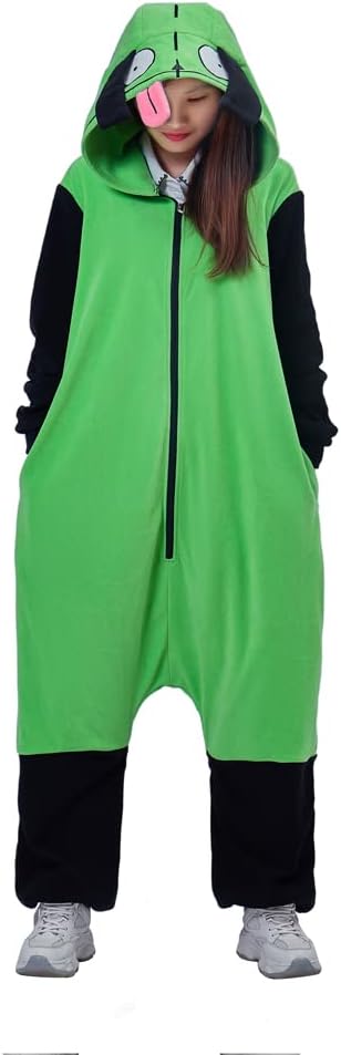 Invader Cosplay Zim Hoodie Halloween Costume Mens Casual Hooded Zip Up Pullovers - Image 2