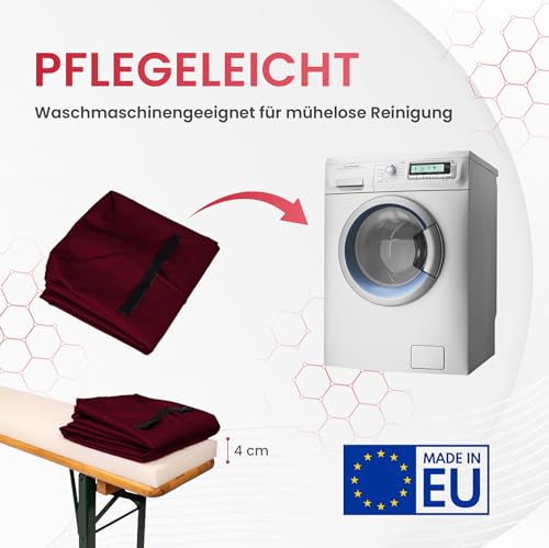 TexDeko® Bierbankauflage gepolstert 220x25x4cm XL für Bierzeltgarnitur Bankauflage waschbar mit Reißverschluss zum selber aufziehen… – Ansicht 5