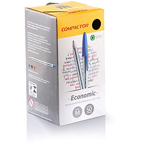 Caneta Esferográfica, Compactor 00871PT, Preto, Pacote de 50