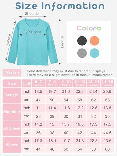 Meninas Camisa de Manga Longa Atlético Ativo Dry Fit Gola Redonda Camiseta Soft Activewear Camisas p