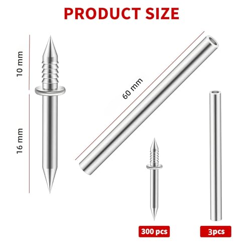 300pcs Double Head Skirting Thread Seamless Nail Double Head Nails Double Side Nails With 3 Installation Barrels for Skirting Seamless Nails Double-Head Screw Solid Wood Baseboard Screws - Image 3