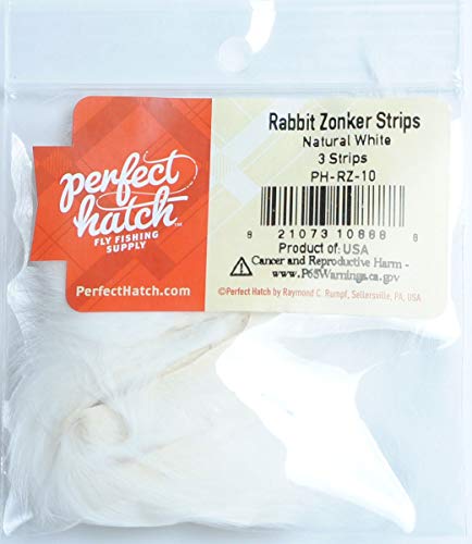 Perfect Hatch Rabbit Zonker Strips (Natural White) - Fly Tying Material - 1 Piece