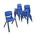 ECR4Kids 12 inch Plastic Stackable Classroom Chairs, Indoor/Outdoor Resin Stack Chairs for Kids, Blue (10-Pack)