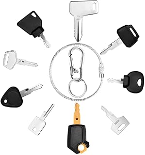 11PCS Digger Keys, Ignition Starter Key Set with Keyring, Agricultural/Excavator Machinery Master Plant Key for Caterpillar, Kobelco, Komatsu, Kubota, Dumper, Tractor, Dozer, Roller