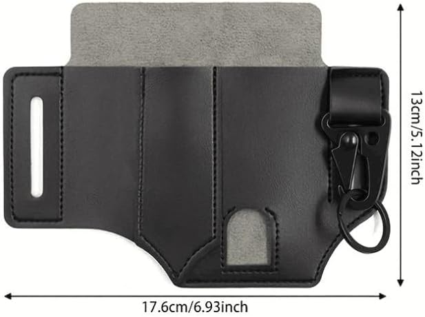 Miniatura 2 de Funda y funda multiherramienta de cuero  Bolsa de cinturón EDC para linterna, bolígrafo, llaves  Organizador hecho a mano para camping, senderismo y