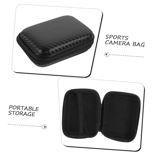 POPETPOP Étui de Rangement Portable PU pour Caméra Sport Compatible Action Cam Protection avec Double Fermeture Éclair Design Compact Facile à Transporter Noir D – vue 7