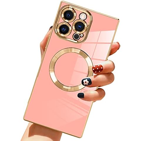 LSL Case for iPhone 14 Pro Max [Compatible with MagSafe] Soft TPU Bumper Anti-Drop Anti-Scratch Shock Absorption Protective Wireless Slim Luxury Plating Magnetic Cover - Pink Cover