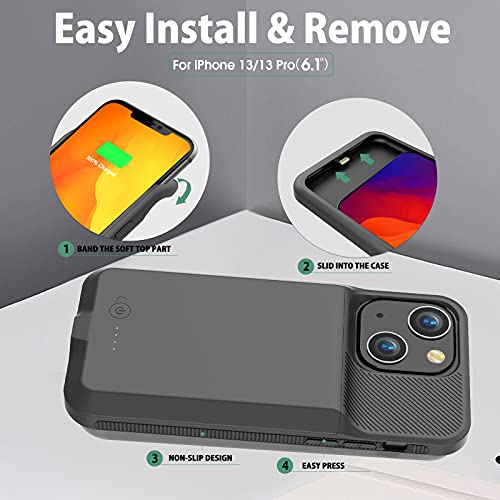 Gin Foxi FM1361 Fast Charging Battery Case For Iphone 13/13 Pro/14/14 Pro, 15W Wireless Charger Slim Travel 7000Mah Power Bank Anti-Slip Tpu Extra Pack thumb #5