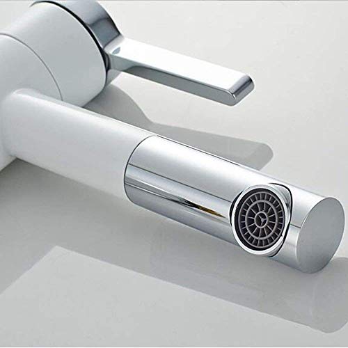 Robinet d'eau de bain et mitigeur de lavabo blanc à levier unique pour évier rotatif - 3
