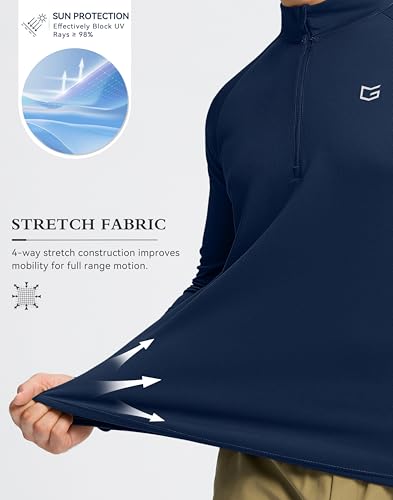 Image of G Gradual Men's Quarter Zip Pullover Running Athletic Shirts Long Sleeve | Lightweight, Quick Dry, Moisture Wicking, Sun Protection, 1 /4 Zip Golf Pullover for Men Workout, Gym, Hiking, Casual