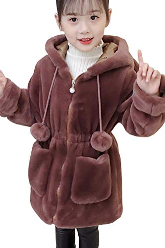 Nemopter Mädchenmantel, Kunstfell, mit Kapuze, niedlich, modisch, Winter,...
