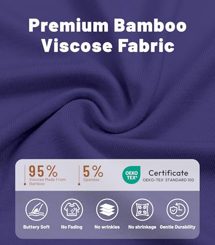 Image of NACHILA Nightgowns for Women-Viscose Made from Bamboo, V Neck Sleepshirts Short Sleeve Sleepwear Cool Nightshirt