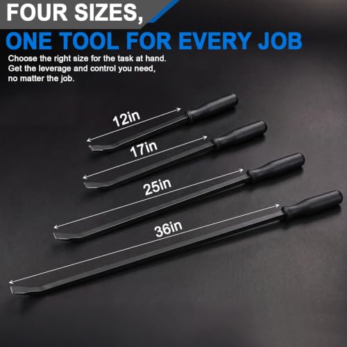 Image of 12 Inch Non-metal Striking Cap Pry Bar Long Heavy Duty Pry Bar with Mechanic's Handle for Positioning Aligning Prying Iron Worker Tools (Black)