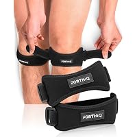 FORTHiQ 2-Pack Adjustable Breathable & Lightweight Knee Brace Patella Band (Black)