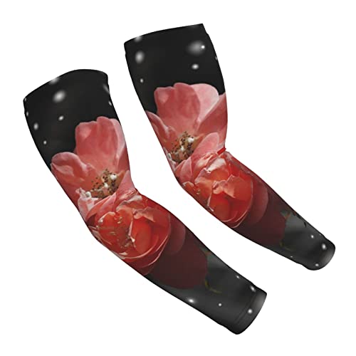 Ahdyr Schöne Rose Dreamy Snow, lustige Rosen-Armstulpen, Farslemers Defense Gardening Sleeves Sonnenschutz-Kompressions-Armstulpen für Unisex