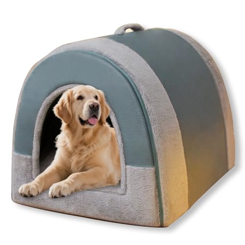 Casa grande para perros 2 en 1 cama con techo, sofá calmante para perro, cueva para mascotas, cama desmontable y lavable, antiansiedad (48 x 36'