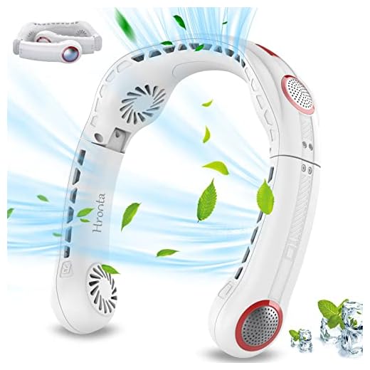 Portable Neck Fan 5200 mAh Foldable Neck Fan,Rechargeable Battery Bladeless Neck Fan,3 Speeds Personal Fan 360° Cooling Hands-free Fan,4 Motor Wearable Neck Fan for Outdoor Travel Office, White