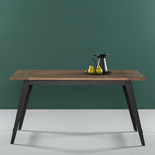Zinus Donna 56 Inch Metal and Wood Dining Table, Solid Wood Kitchen Table, Easy Assembly
