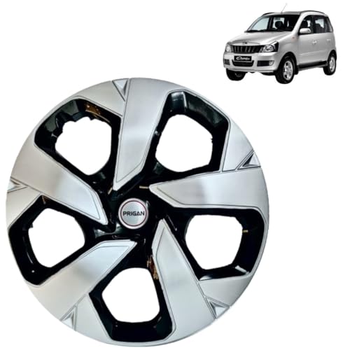 Image of PRIGAN Quanto Black Silver Wheel Cover 15 inch for Quanto (Set of 4 Pcs) (Press Fitting) Model- Punch Reverse 15
